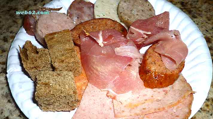 Ham and sausages